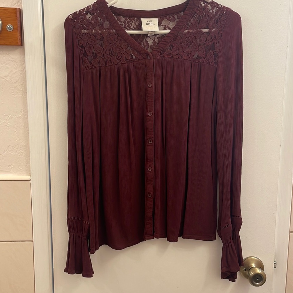 Knox Rose burgundy blouse.